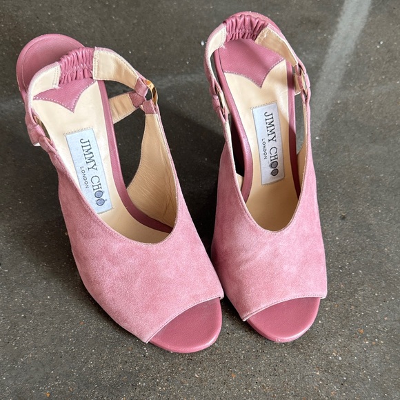 Jimmy Choo Pink Suede Heels - Picture 1 of 5